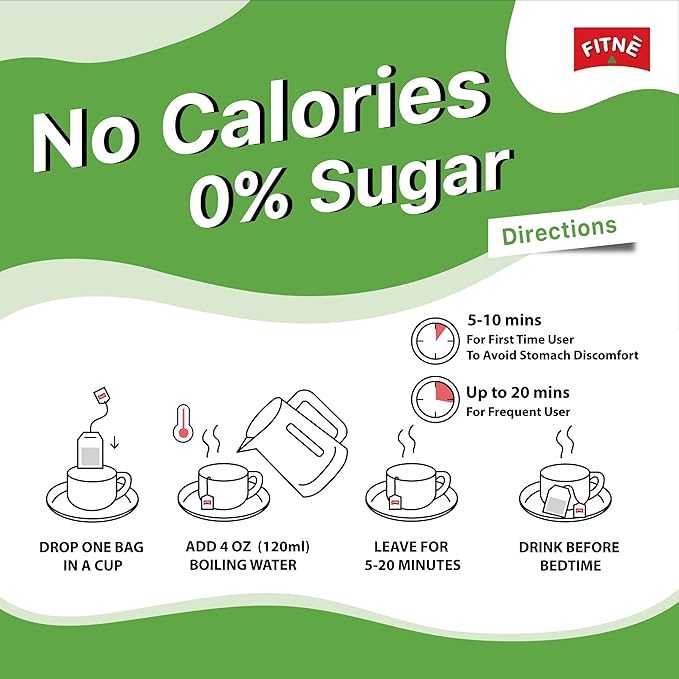 FITNE Green Tea Herbal Honey Lemon With Garcinia Senna Infusion Gentle Detox Cleanse High Antioxidant No Calories Stevia Sweetener, 30 Tea Bags