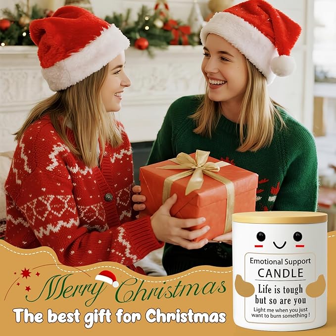 Funny Inspirational Emotional Support Candle Christmas, Positive Affirmation, Stress Relief Gift for Women, Men, Coworker, Friend Motivational Self-Care Cheer Up,New Job,Birthday, Xmas Candles