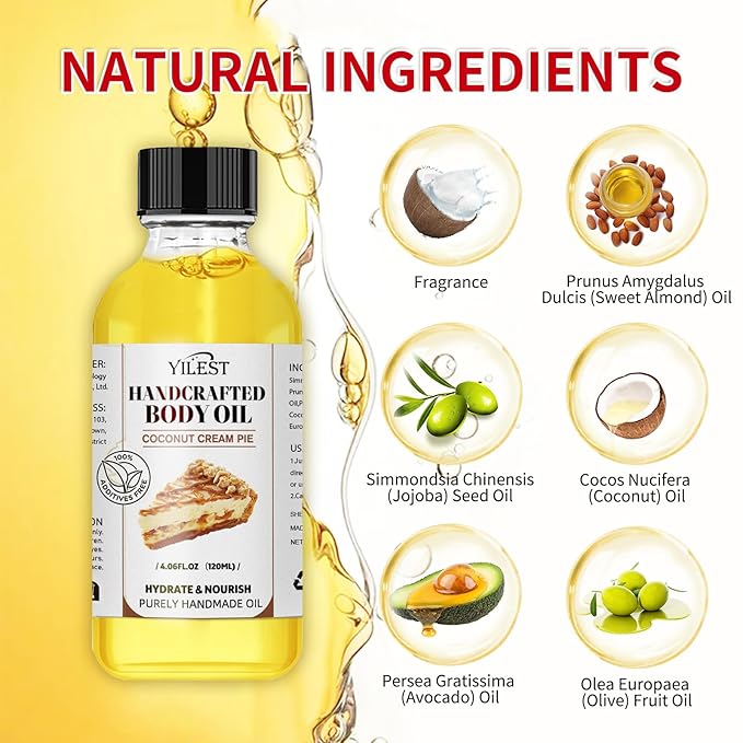 Coconut Cream Pie Body Oil, 2PCS Coconut Cream Pie Oil, for woman and man