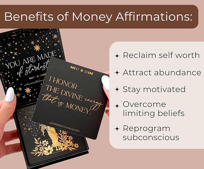 THE MINDFUL COLLECTIVE Positive Affirmation Cards for Women - 50 Daily Affirmations for Women. Motivational Mindfulness Cards, Inspirational Self Care Spiritual Gifts for Astrology, Zodiac