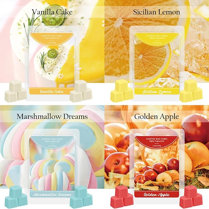 STRN Wax Melts Premium Soy Wax Cubes, Long-Lasting Highly Scented Essential Oils Fragrances Wax Cubes for Warmers Plant Based All Natural Soy Wax Melts - 12 Pack
