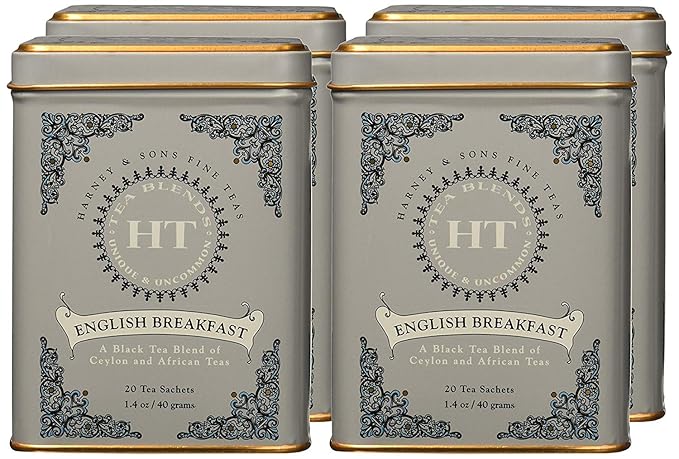 Harney & Sons English Breakfast, 20 Teabags per Pack, (Pack of 4)