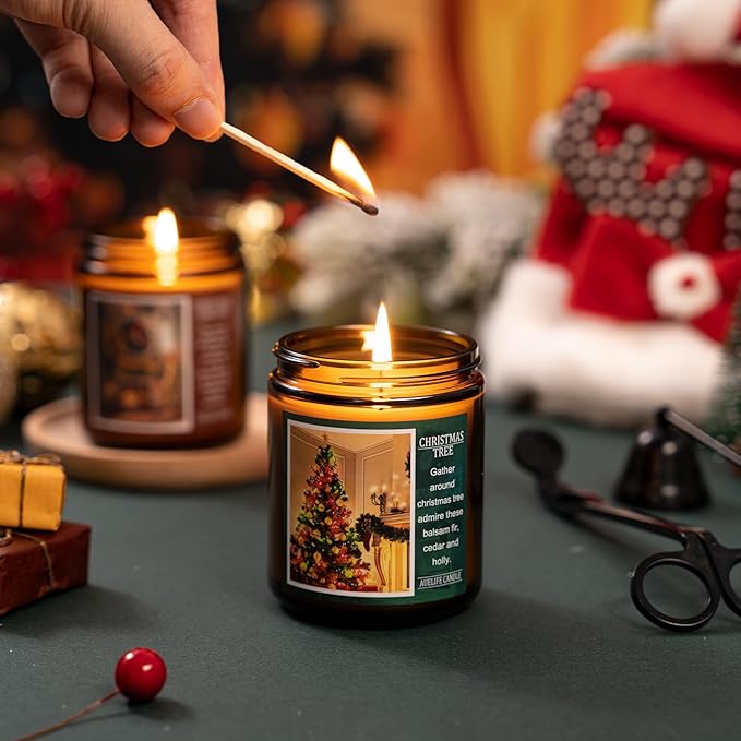 Christmas Candles | Christmas Wishes Scented Candle, Holiday Soy Wax Candles for Home Scented,Aromatherapy Gifts for Women and Men, Cozy Winter Candle for Home Decor, 7 oz