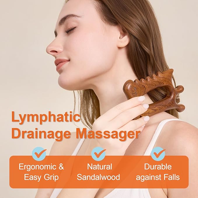 Wooden Gua Sha Tool for Face&Body - 6 in 1 Facial Massager for Lymphatic Drainage - Guasha Body Sculpting Tools Therapy Massage Tool for Cellulite,Jaw Lifting,Muscle Relief - Relaxation Gifts