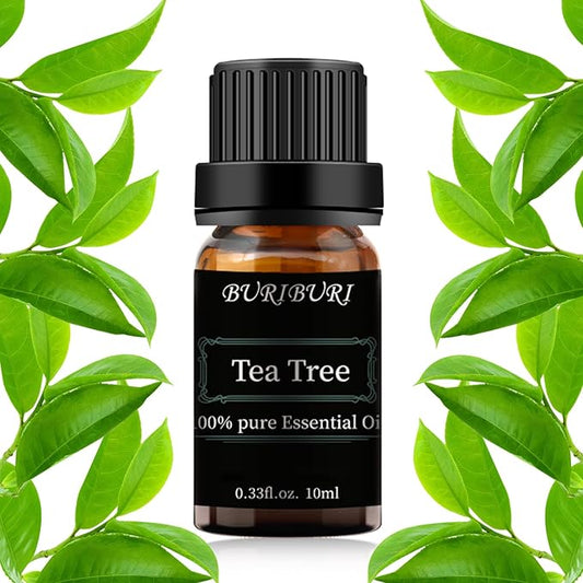 BURIBURI Tea Tree Essential Oil, 100% Pure, Undiluted, Natural Tea Tree Oil Aromatherapy Essential Oils 10ml for Diffuser, Massage