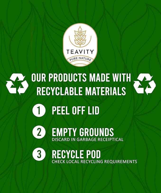 Organic Peppermint Tea Pods for Keurig - Decaf Tea by Teavity (12 Tea Pods)