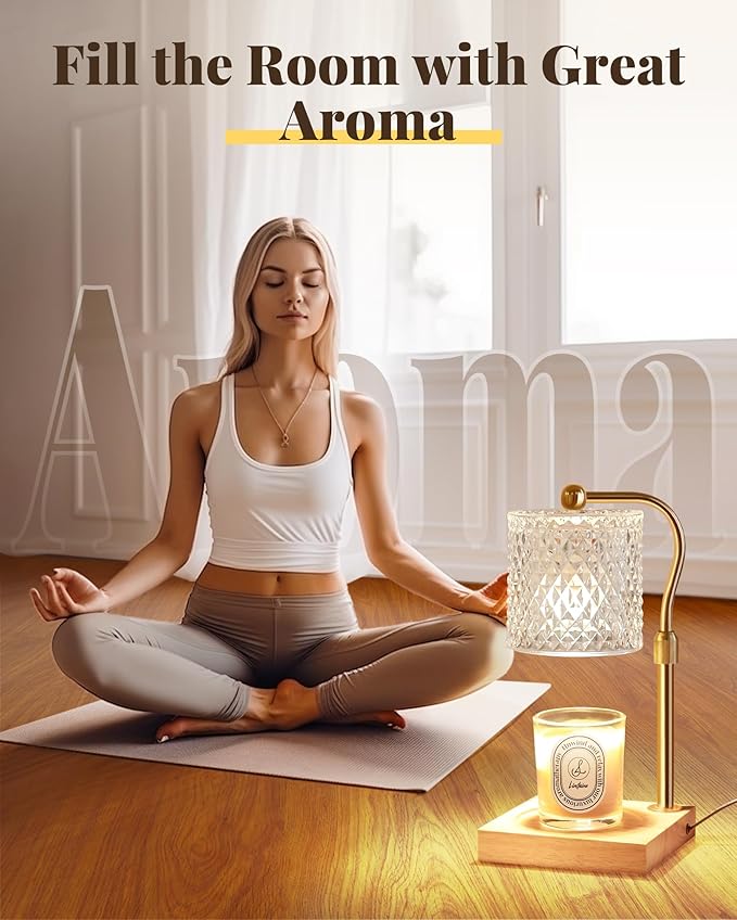Candle Warmer Lamp with Timer Dimmer Adjustable Height, Birthday Gifts for Women, House Warming New Home Decor Gifts for Mom, Electric Wax Warmer for Jar Candles, Clear