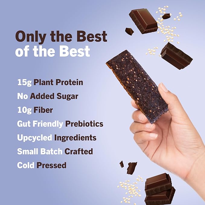 Amrita Nut Free Dark Chocolate Quinoa Vegan Protein Bars (12 Count) | 12g Plant-Based Protein Bar | Peanut Free, Gluten Free, and Dairy Free | Low Sugar, High Fiber, Healthy School-Safe Snacks