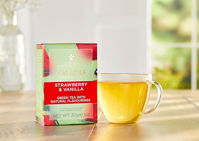 Taylors of Harrogate Strawberry & Vanilla Green Tea, 20 Teabags (Pack of 6)