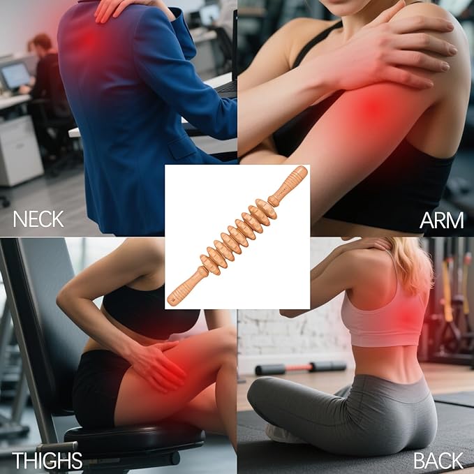 Wooden Massage Stick, Multi Functional Massage Tool for Lymphatic Drainage, Body Shaping, Fat Reduction, Muscle Relief, Easy Self Use at Home