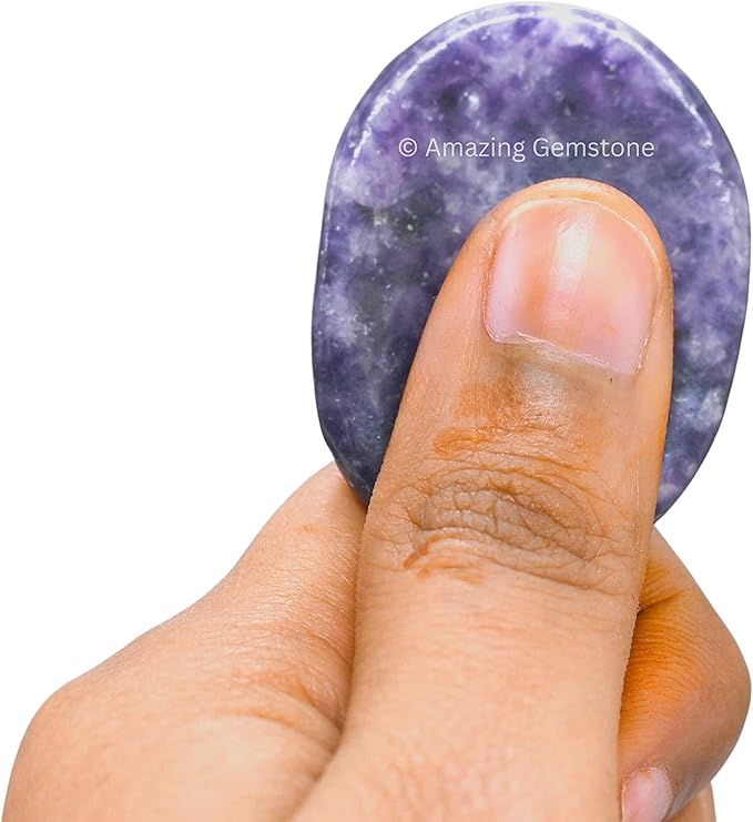 Amazing Gemstone Lepidolite Worry Stone Crystals and Healing Stones - Worry Stones for Stress Relief Gifts - Piedra Crystal Fidget for Meditation, Calming, Relaxation -