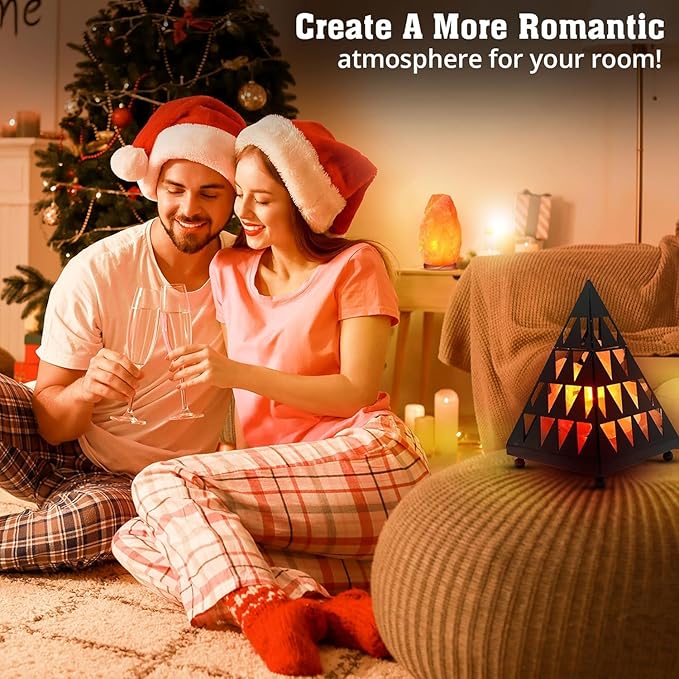 Himalayan Glow Pyramid Style Crystal Salt Night Light lamp with Pink Salt Chunks, Salt Lamp Bulb,(ETL Certified) Dimmer Switch, Unique Lightening Ambience