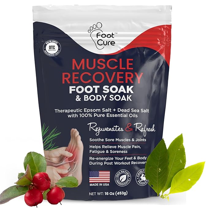 FOOT CURE Foot Soak with Epsom Salts – All-Natural Blend for Relaxing Foot Care – Softens Calluses & Refreshes Feet – Invigorating Scent, Spa Pedicure – 16 oz (Pack of 1)