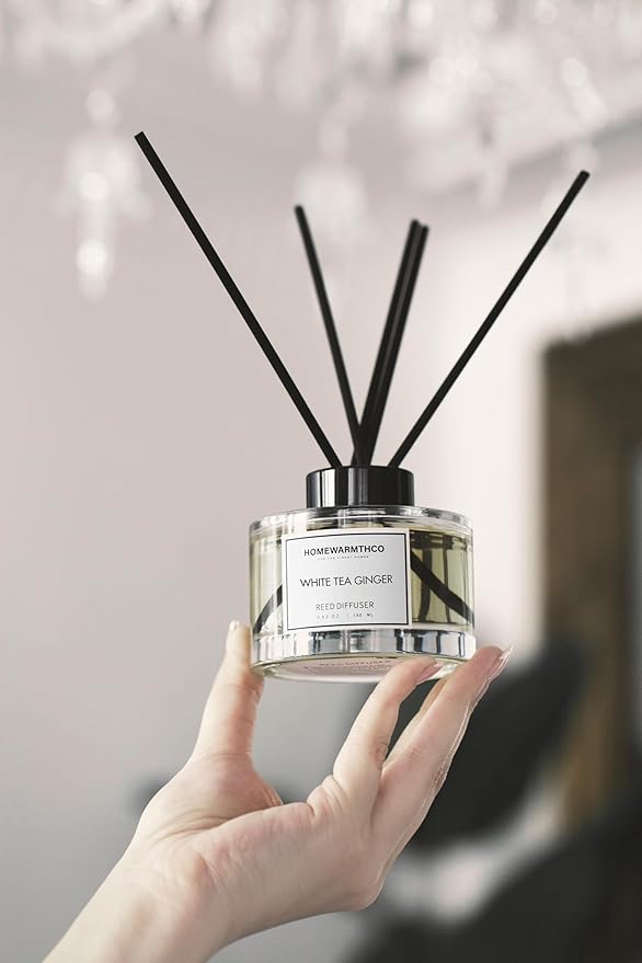White Tea Reed Diffuser Set - Luxury Fragrance Stick Reed Diffusers for Home, Office & Bathroom Décor - Long-Lasting Scent Sticks Diffuser with Non-Toxic Oils (5.63 oz)
