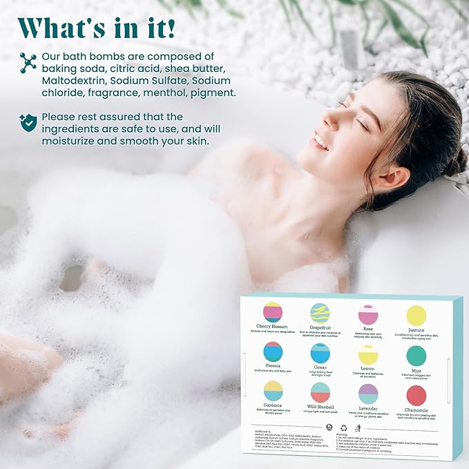 Bath Bombs for Women, 24pcs Handmade Natural Bath Bomb, Stocking Stuffers, Bath Bomb with Shea Butter, Mothers Day Presents for Mom, Amazing Present for Her, Wife, Girlfriend, Mother(2 Sets)