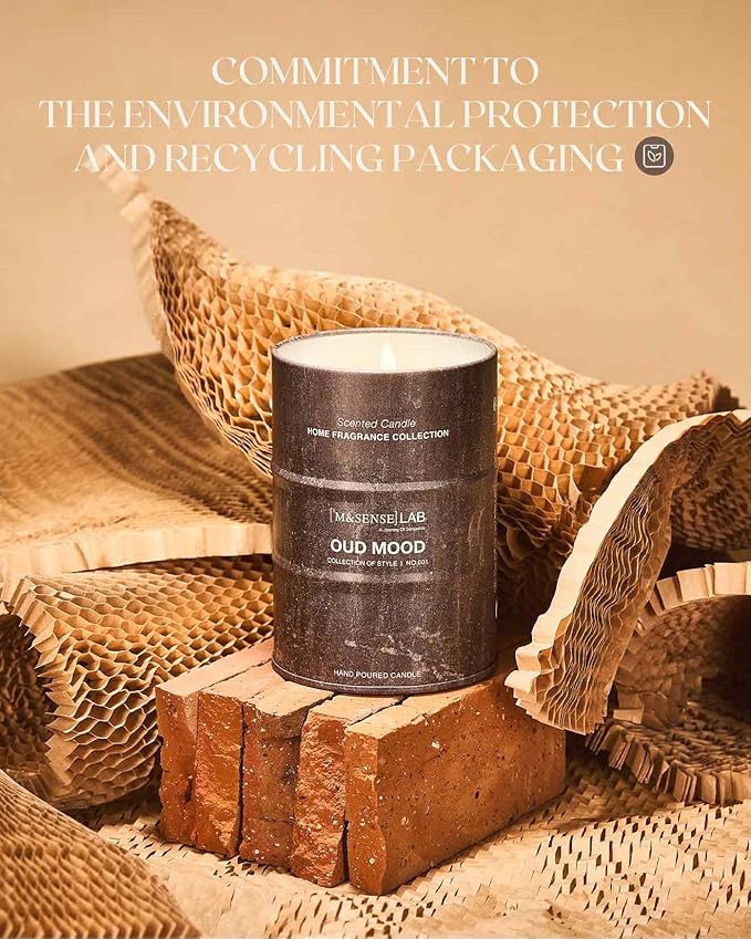 M&SENSE Oud Mood Scented Candles Natural Non Toxic, Aromatherapy Candle for Stress Relief Meditation Relaxing, Housewarming Gifts for Women Men, 11.3oz 70 Hour Long Burning