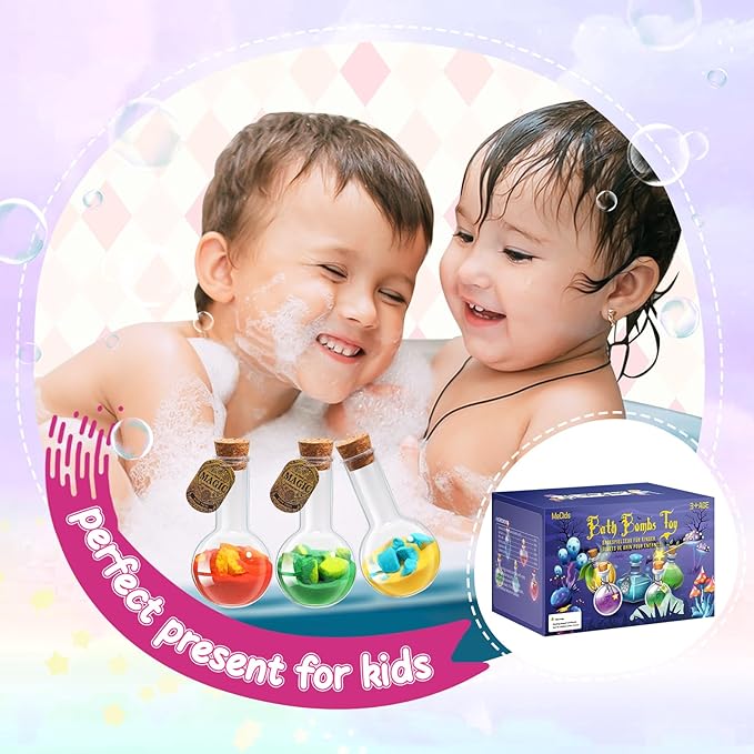 MeCids Magic Potion Bubble Bath Bombs for Kids -Bath Color Tablets Bath Potions for Toddlers Ages 4-12 Fun Science Kit Gift for Birthday, Halloween,Christmas- 6 Pack
