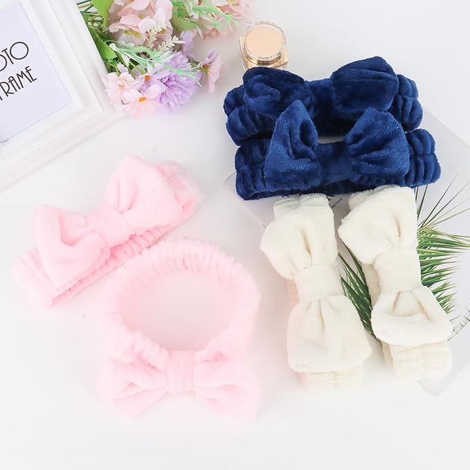 Casoty 6 Pcs Spa Headband, Hair Band for Washing Face, Cheetah Makeup Headband, Skincare Headbands, Soft Fleece Hairband for Face Washing Yoga