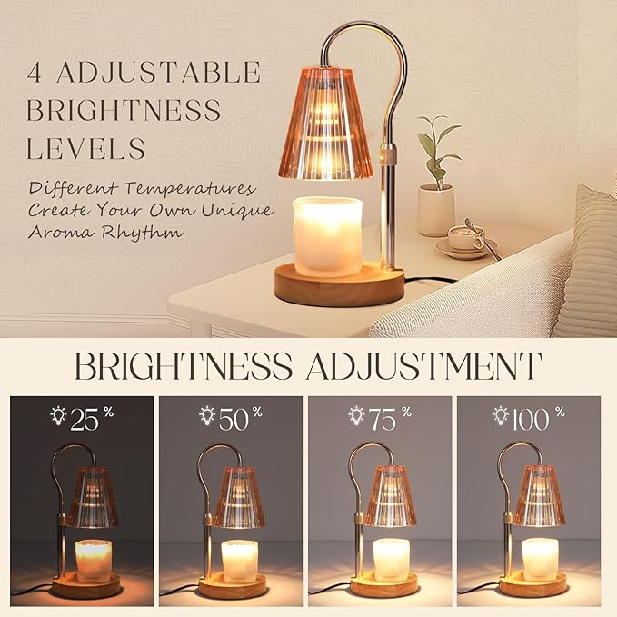 SnowBB Candle Warmer Lamp with Timer Dimmer, Adjustable Height, Birthday Gifts for Women Mom Friend Sister, House Warming Gift New Home Decor, Vintage Wax Melt Warmer, Christmas White Elephant Gifts