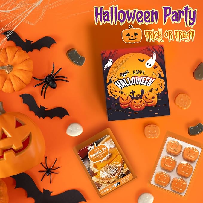 ARVIDSSON Halloween Scented Wax Melts, Fall Soy Wax Cubes for Wax Warmer, Strong Scent Fragrance Wax Tarts, Autumn Wax Melts Gift Set, Pumpkin Pie, Spiced Cider, Candy Corn, Snickerdoodle, Autumn Air