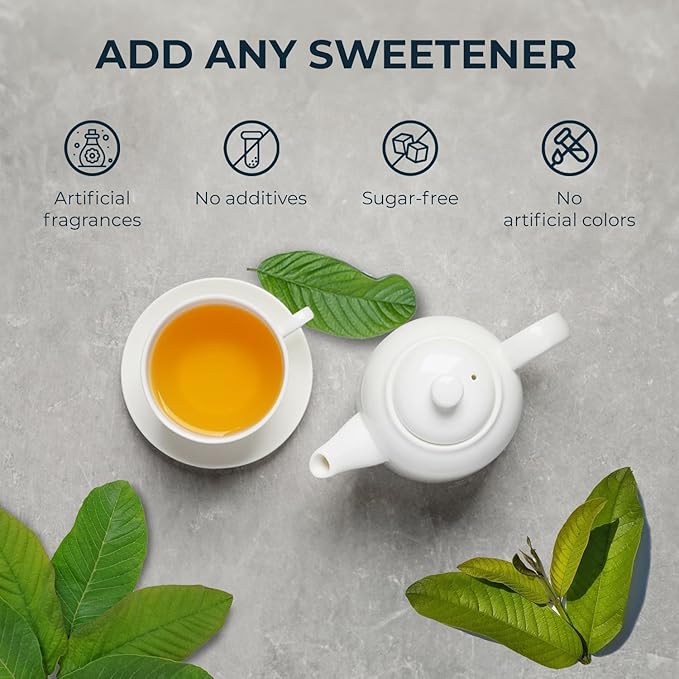 Guava Leaf Tea Bags - 55 Count (+5 Tea Bags) - 4.06 oz with Bamboo Tong, Handpicked & No Sugar Added, No Caffeine, Re-Steep Herbal Tea, Relax Refreshing Hojas De Guayabav