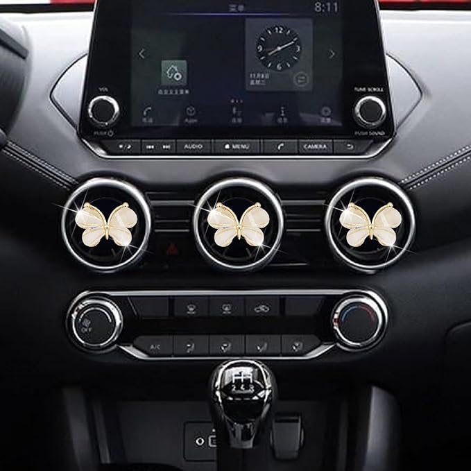 3 Pcs Butterfly Air Vent Clips,Car Air Fresheners Vent Clips Long Lasting Car Diffuser Interior Decor Charm Car Decoration Cute Accessories for Women Girls,Automotive Air Fresheners (White, 1)