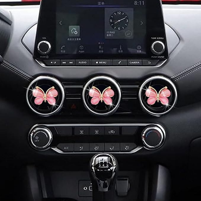 3 Pcs Butterfly Air Vent Clips,Car Air Fresheners Vent Clips Long Lasting Car Diffuser Interior Decor Charm Car Decoration Cute Accessories for Women Girls,Automotive Air Fresheners (Pink, 2)