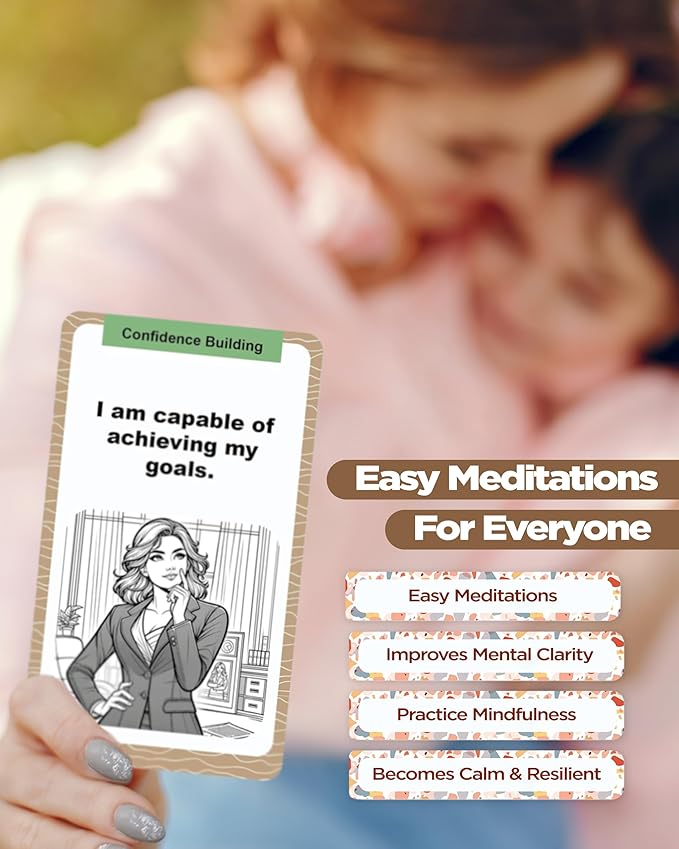 Daily Meditation Affirmation Cards for Men & Women - Positive Motivational Mental Health Therapy - Mindfulness Anti Anxiety & Stress Relief Gift, Inspirational Self Care Gifts 80 Card Deck with Quotes