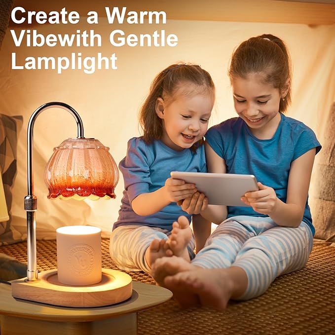 Candle Warmer Lamp with Timer, Adjustable Height Dimmable Candle Warmer Light, Gift for Women Glass Shade Electric Jar Candle Warming Lantern,Home Decor Cozy House Warming Gifts,Coffee