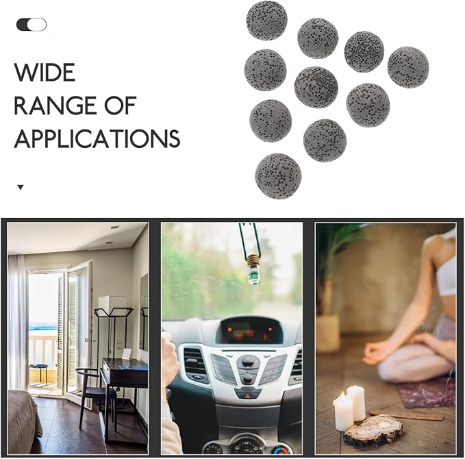 Baluue 20pcs Natural Volcanic Rock Essential Oil Diffuser Stones, 0.62 Inch Grey Aromatherapy Essential Oil Diffuser Stones for Home, Office