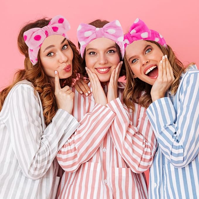 ANBALA 6 Soft Spa Headband and 6 Fuzzy Socks Spa Party Supplies Stuff Accessories for Slumber Party (Pink)