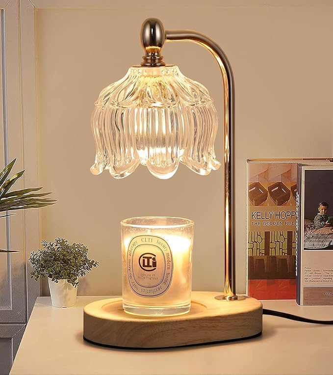 Candle Warmer Lamp with Timer and Dimmer,Electric Gold Light Gifts for Women Melt Wax Warmer Lamp with 2 Bulbs for Candle Jars House Warming New Home Decor Bedroom