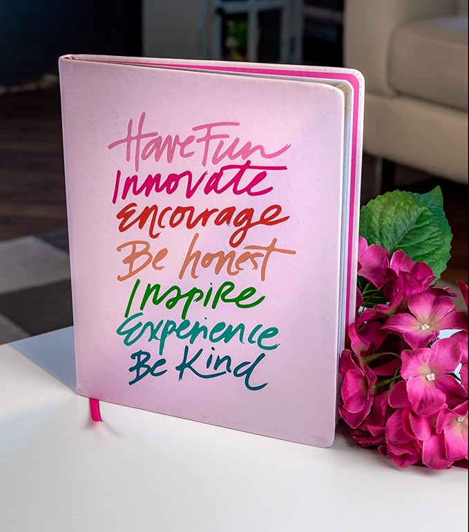 Eccolo Large Lined Journal Notebook, Hardbound Cover, Writing Journal, 256 Ruled White Pages, Gilded Edges, Ribbon Bookmark, Lay Flat, Desk Size for Work or School (Pink, 8x10 inches)