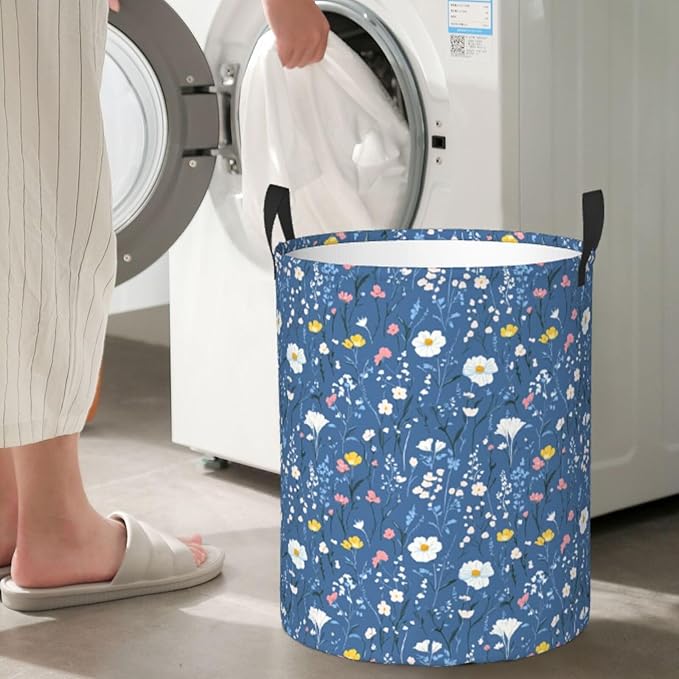 Laundry Basket Wildflowers Collapsible Large Capacity, Dirty Clothes Basket Durable Lightweight Hamper With Handles Ideal For Clothes, Toys Home Organization