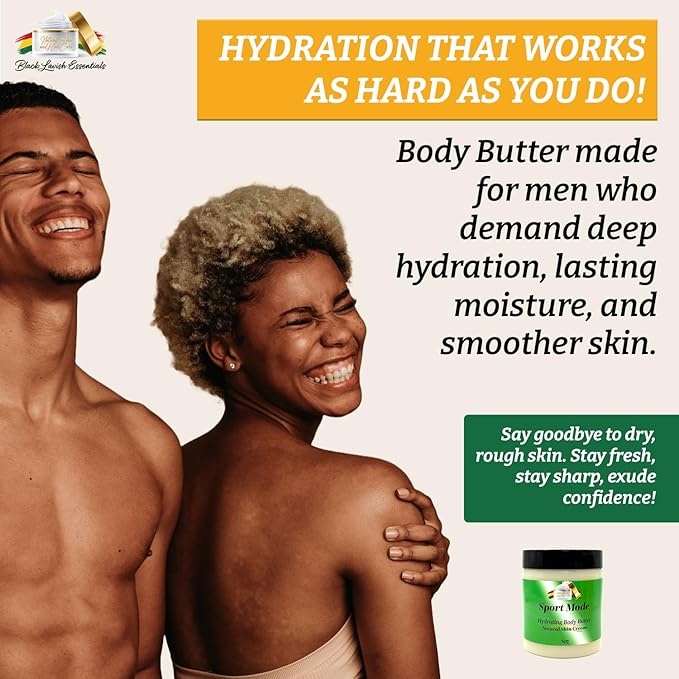 Ultra-Soft Shea Body Butter, Dry Skin Cream for Radiant Moisturized Skin, Natural Hydrating Body Lotion with Aloe Vera, Argan Oil, Rosehip Oil, (Sport Mode, 8oz)