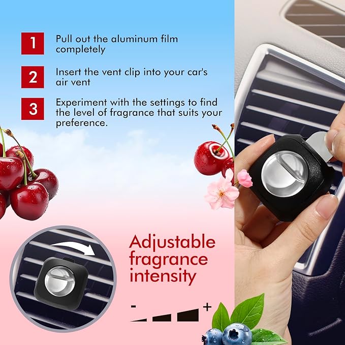 Car Air Fresheners, 6 Pack, Cherry, Car Fresheners Vent Clips, Long Lasting Air Freshener, Car Refresher for Men Women