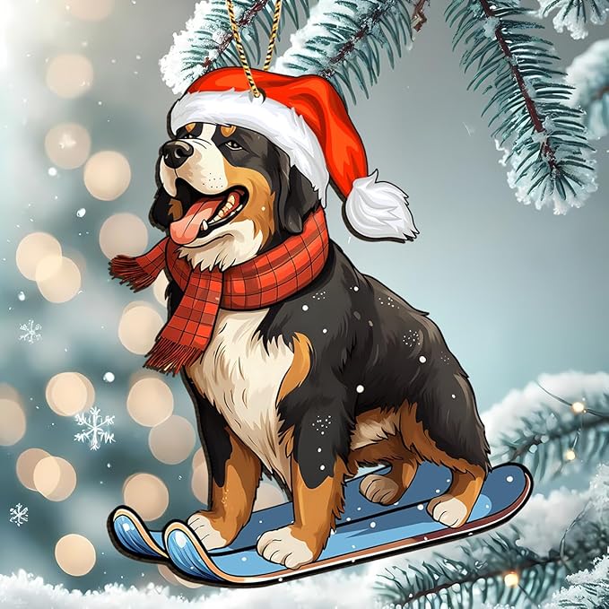 2 Side Printed Bernese Mountain Wooden Christmas Ornaments 2025, Keepsake for Women, Men and Friends, Bernese Dog Christmas Tree Ornaments, Christmas Tree Decorations