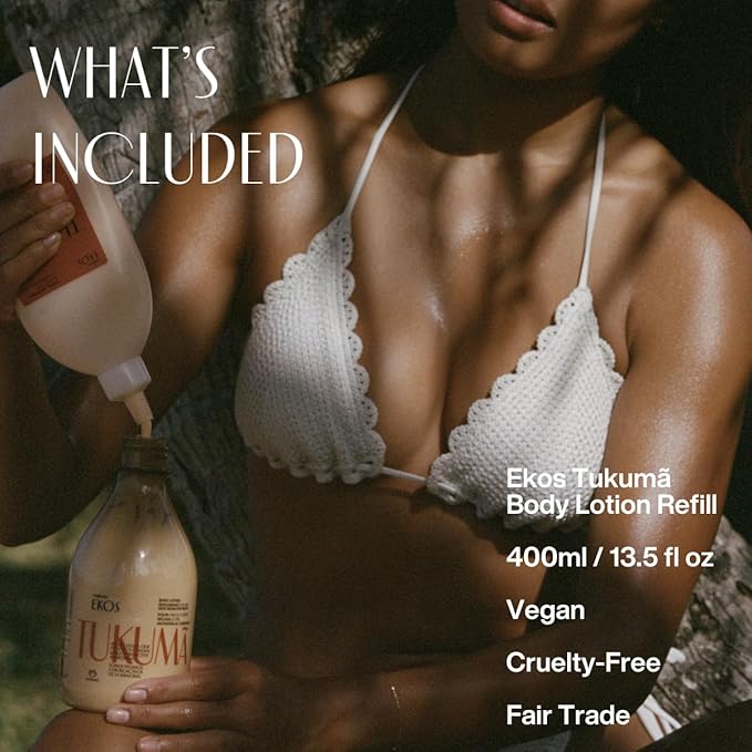 natura - Ekos Tukumã Replenishing Body Lotion Refill - Vegan Skin Care - Moisturize & Improve Skin Texture - Boost Hyaluronic Acid - Brazilian Beauty Secrets - Body Care - 13.5 fl oz (400ml)