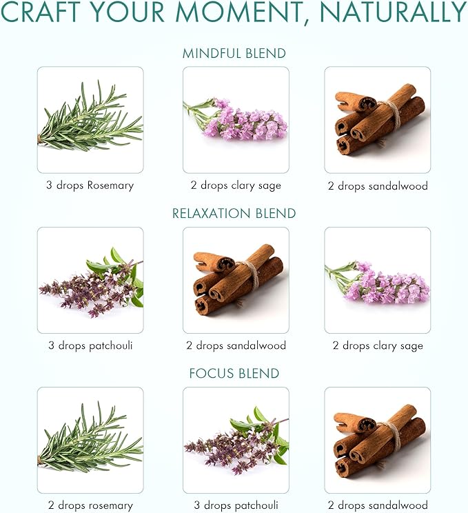 Majestic Pure, Rosemary, Sandalwood, Clary Sage and Patchouli Meditation Essential Oil Set | Perfect for Meditation, Yoga, Relaxation or Mindful Mornings | Pack of 4 x 0.3 Fl Oz