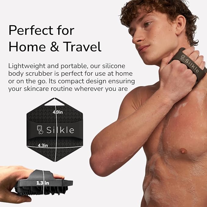 Silicone Body Scrubber - Exfoliating Bath Brush and Skin Cleanser - Shower Sponge for Gentle Body Scrub and Wash - Silicone Scrubbing Care Tool for a Refreshed and Renewed You - Black