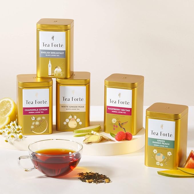 Tea Forte Peppermint Verbena Premium Loose Leaf Caffeine-Free Herbal Tea Blend Canister, Makes 35-50 Cups