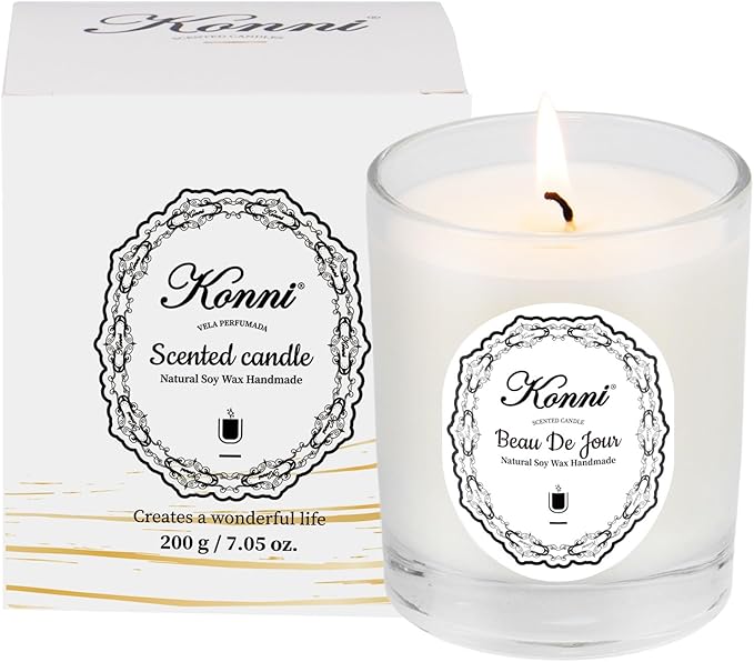 KONNI Scented Candles,Aromatherapy Candle, 7oz Natural Soy Wax Jar Candles, 40 Hour Burn Time, Home Scented Gift for Women & Men Christmas Birthday Mom Best Friends(A Beautiful Day)