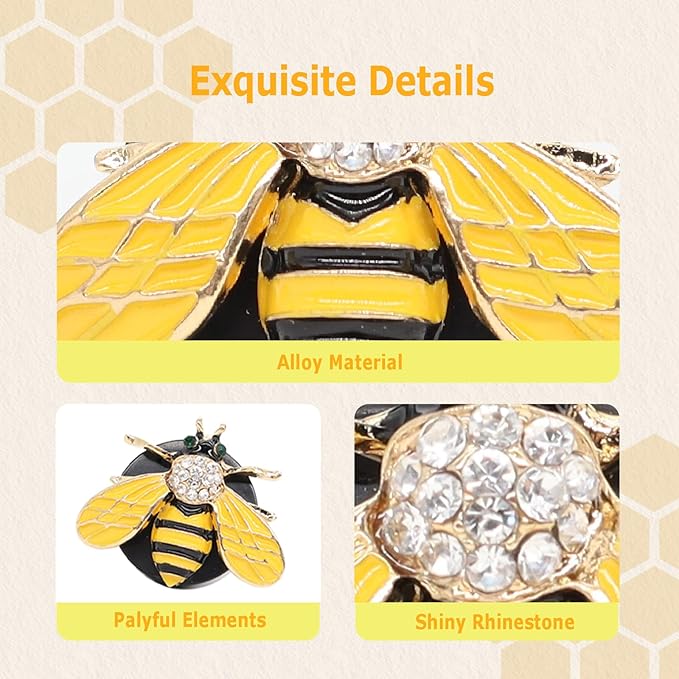 Bling Bumblebee Car Air Freshener Vent Clip,2pcs Cute Yellow Bee Alloy Vent Clips Car Accessories with Rhinestones,Women Car Air Freshener Car Charm