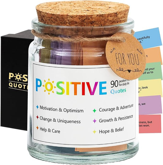 Positive Affirmations Jar,Positive Affirmation Cards for Women,Inspirational Encouragement Cards,Thoughtful Birthday Gifts for Women Men Friends Teens Kids,Motivational Desk Decor for Coworkers Boss