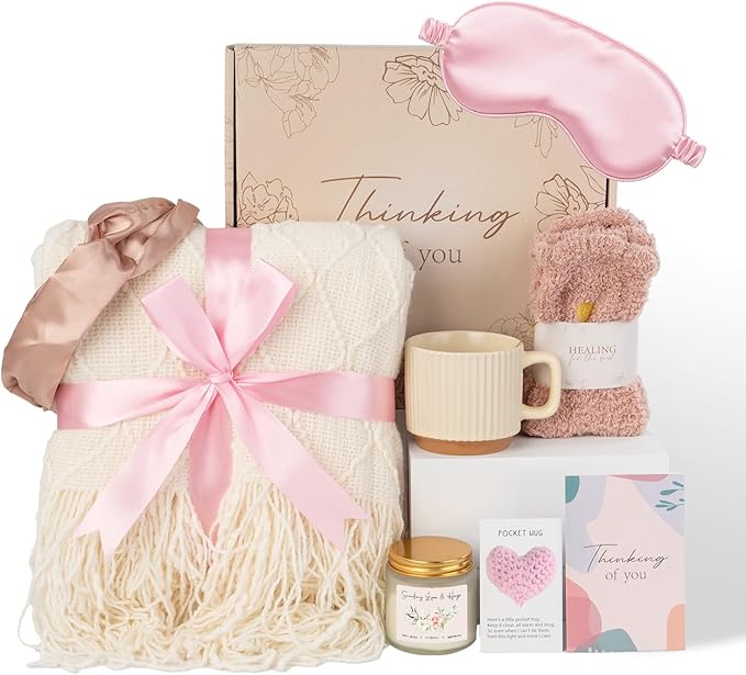 Thinking Of You Gift, Get Well Gifts For Women, Birthday Gifts For Women, Condolences Gift Basket For Loss, Feel Better, Care Package, Self Care Kit, Sympathy Basket For Mom, Daughter, Sister, Friend
