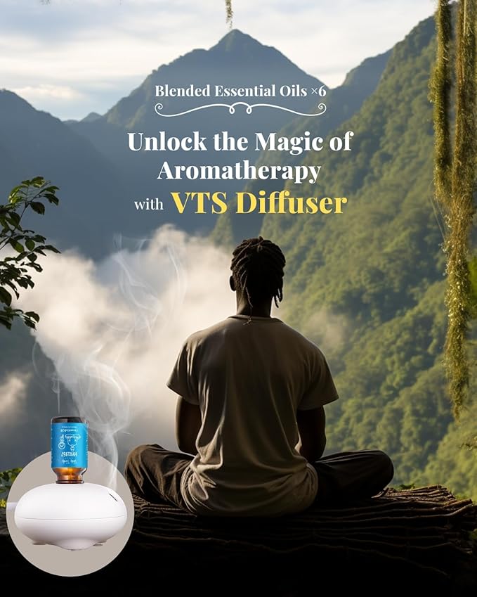 VTS Waterless Diffuser with Hotel Scent Essential Oils Set, Top 6 Aromatherapy Oil Blends for Diffusers, Home Fragrance Air Freshener