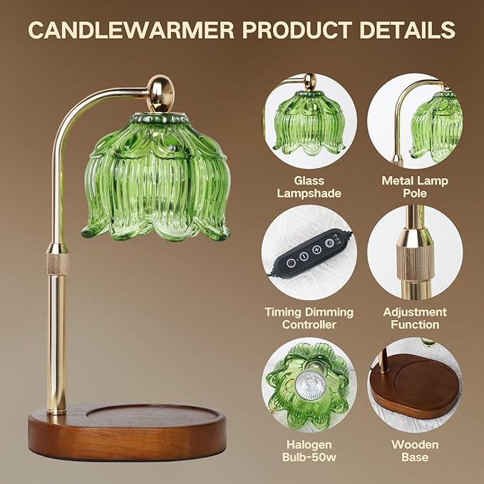 GEEZO Fragrance Candle Warmer Lamp,Electric Candle Warmer with Timer & Dimmer,Mom Christmas Birthday Gifts for Women, House Warming Gifts New Home Bedroom Decor