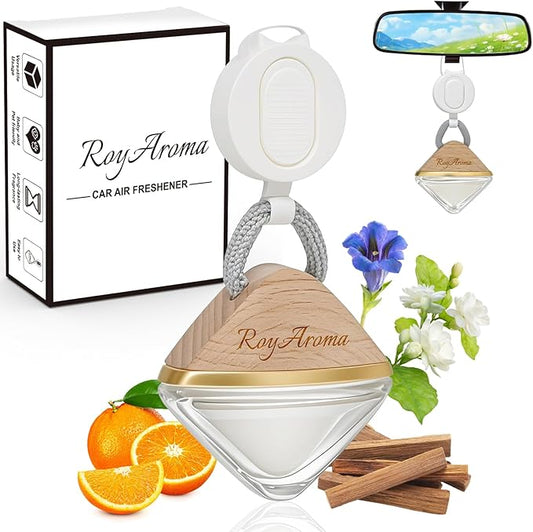Hanging Car Air Freshener Diffuser, Luxury Car Perfume for Men & Women, Long Lasting Cars Fresheners with Natural Essential Oils | Cool Ice | Adjustable Rope