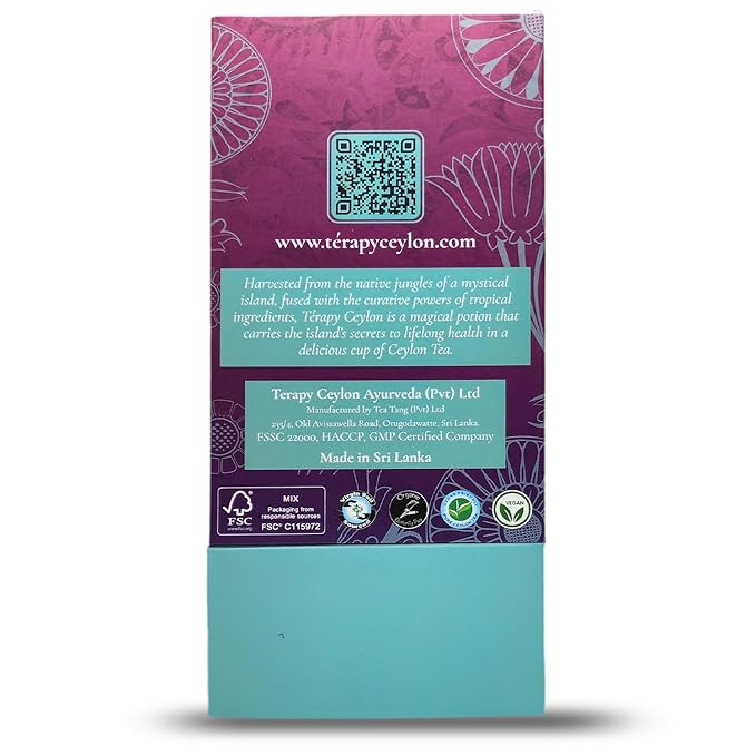 Tรฉrapy Ceylon Youthful Glow Herbal Tea Bags | Helps Maintain Healthy Skin and Hair | 100% Natural Blue Butterfly Peas, Licorice Root, Green Tea & More | Individually Wrapped Organic Tea Bags |18 Count
