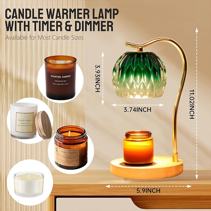 GEEZO Fragrance Candle Warmer Lamp,Electric Candle Warmer with Timer & Dimmer,Mom Christmas Birthday Gifts for Women, House Warming Gifts New Home Bedroom Decor